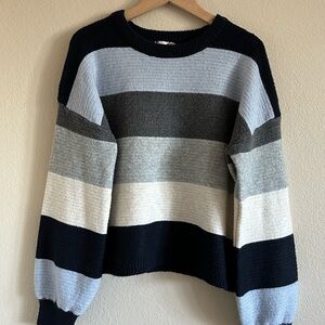 Pink Republic Women's Striped Sweater - Black, Gray, Blue